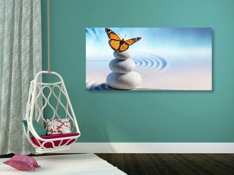 OBRAZ ROVNOVÁHA KAMENŮ A MOTÝL - OBRAZY FENG SHUI - OBRAZY