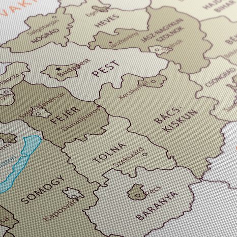 OBRAZ DECENTNÍ BÉŽOVÁ MAPA MAĎARSKA - OBRAZY MAPY - OBRAZY
