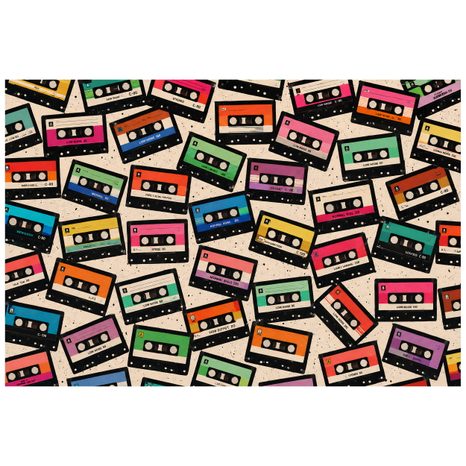 SELBSTKLEBENDE TAPETE RETRO BUNTE KASSETTEN - MUSIK FOTOTAPETEN - TAPETEN