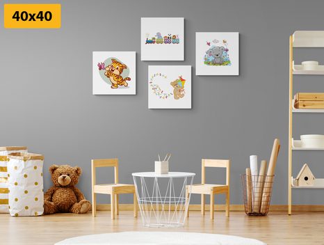 SET OBRAZŮ BAREVNÁ ZVÍŘÁTKA - SESTAVY OBRAZŮ - OBRAZY