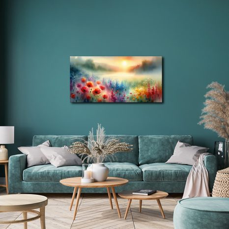 OBRAZ ZÁŘIVÁ KVĚTINOVÁ KRAJINA - OBRAZY VÝCHOD A ZÁPAD SLUNCE - OBRAZY