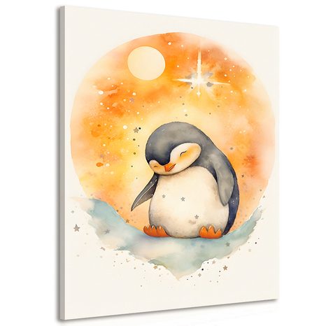 WANDBILD VERTRÄUMTER PINGUIN - VERTRÄUMTE TIERE - BILDER