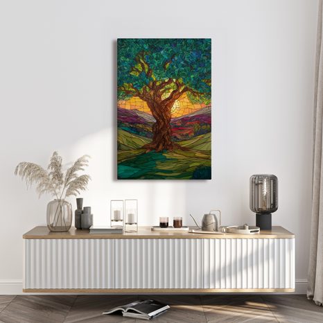 OBRAZ ZÁPAD SLUNCE ZA STROMEM - OBRAZY STROMY ŽIVOTA - OBRAZY