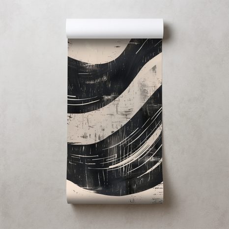 FOTOTAPET VALURI ABSTRACTE ALB-NEGRU - TAPET ABSTRACT - TAPETURI