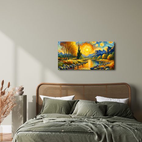 OBRAZ ZLATÝ TOK ŘEKY - OBRAZY VÝCHOD A ZÁPAD SLUNCE - OBRAZY