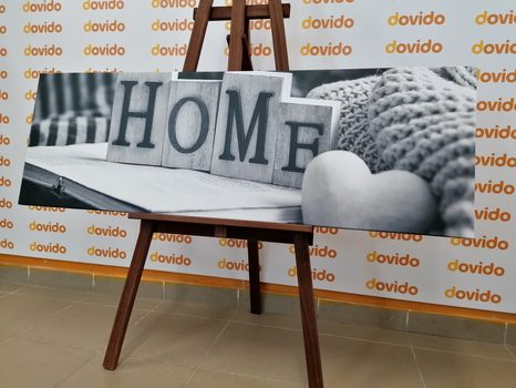 TABLOU CU INSCRIPȚIE HOME ȘI NATURA MOARTĂ ÎN DESIGN ALB-NGRU - TABLOURI ALB-NEGRU - TABLOURI