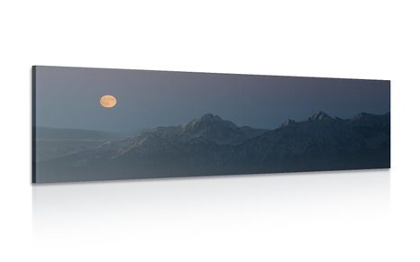 CANVAS PRINT FULL MOON OVER THE MOUNTAINS - PICTURES OF NATURE AND LANDSCAPE - PICTURES