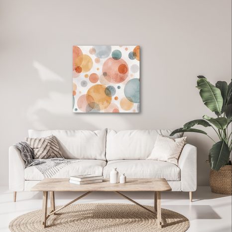 TABLEAU SUR TOILE – CERCLES SUPERPOSÉS À L’AQUARELLE - IMAGES FORMES ABSTRAITES - TABLEAUX