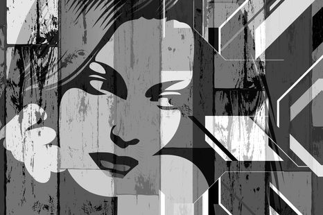 КАРТИНА НА ПЛАТНО – ПОРТРЕТ НА ЖЕНА В ЧЕРНО-БЯЛ ВАРИАНТ - ЧЕРНО-БЕЛИ КАРТИНИ - КАРТИНИ