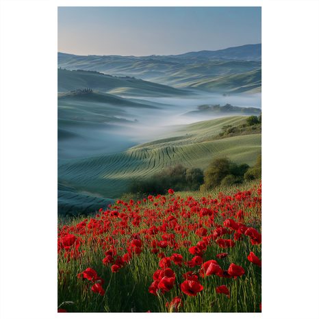 OBRAZ ČERVENÉ MÁKY V KRAJINĚ - OBRAZY POLE A LOUKY - OBRAZY