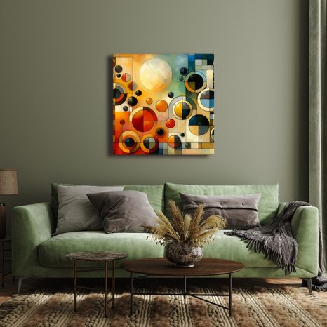 OBRAZ GEOMETRIE V TEPLÝCH TÓNECH - ABSTRAKTNÍ OBRAZY - OBRAZY