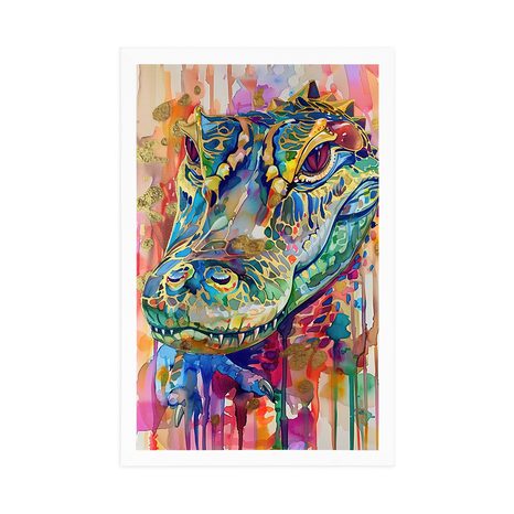 POSTER KROKODIL ALS GEMÄLDE-NACHAHMUNG - KROKODILE - POSTER