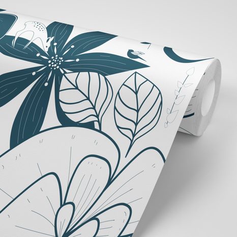 SAMOLEPÍCÍ TAPETA ZVÍŘATA V OKOLÍ KVĚTIN - SAMOLEPÍCÍ TAPETY - TAPETY