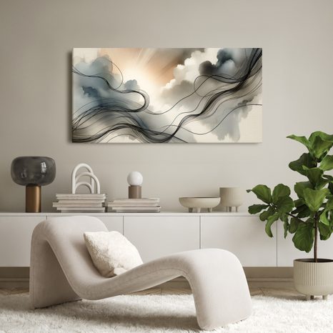 WANDBILD TANZ VON STRAHLEN UND SCHATTEN - WANDBILDER ABSTRAKTE FORMEN - BILDER