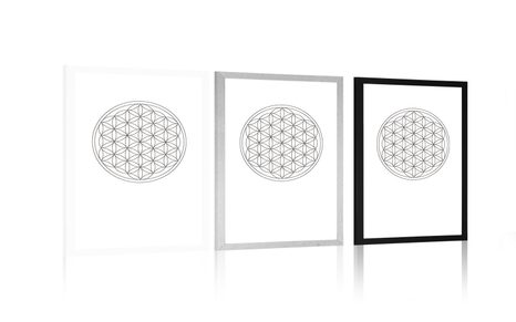 PLAGÁT S PASPARTOU ČIERNOBIELA MANDALA - MOTÍVY Z NAŠEJ DIELNE - PLAGÁTY