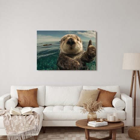 OBRAZ HRAVÁ VYDRA V OCEÁNU - OBRAZY ZVÍŘAT - OBRAZY