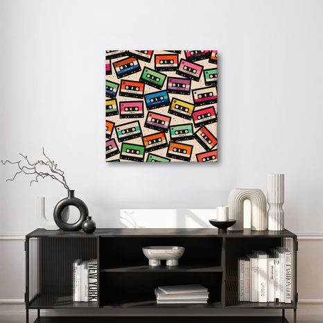 WANDBILD VINTAGE AUDIOKASSETTEN MIX - MUSIKBILDER - BILDER