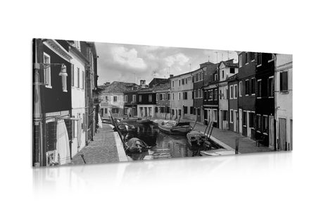 CANVAS PRINT BLACK AND WHITE HOUSES IN A TOWN - BLACK AND WHITE PICTURES - PICTURES