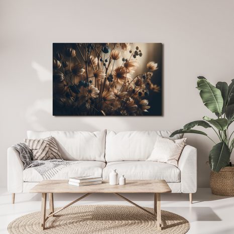 WANDBILD GETROCKNETE BLUMEN IN DUNKLEN TÖNEN - BILDER BLUMEN - BILDER