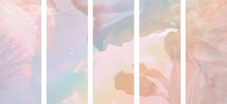 5-DÍLNÝ OBRAZ ODRAZ PASTELOVÝCH LISTŮ - OBRAZY STROMY A LISTY - OBRAZY