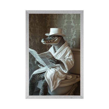 POSZTER KROKODIL ÚJSÁGGAL A WC-N - KROKODILOK - POSZTEREK