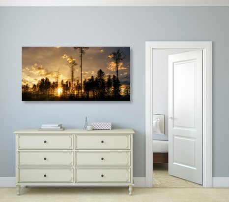 КАРТИНА НА ПЛАТНО – ПРИВЕЧЕР В ГОРАТА - КАРТИНИ НА ПРИРОДАТА И ПЕЙЗАЖИ - КАРТИНИ