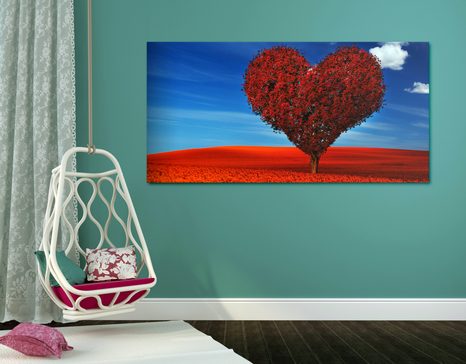 TABLEAU SUR TOILE – ARBRE MAGNIFIQUE EN FORME DE CŒUR - TABLEAUX D'AMOUR - TABLEAUX