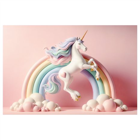 WANDBILD MAGISCHES EINHORN MIT REGENBOGEN - KINDERBILDER TIERE - BILDER