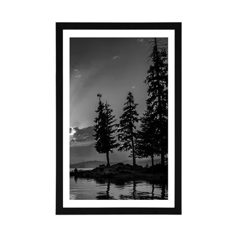 POSTER – LAGO DI MONTAGNA IN BIANCO E NERO - NERO E BIANCO - POSTER