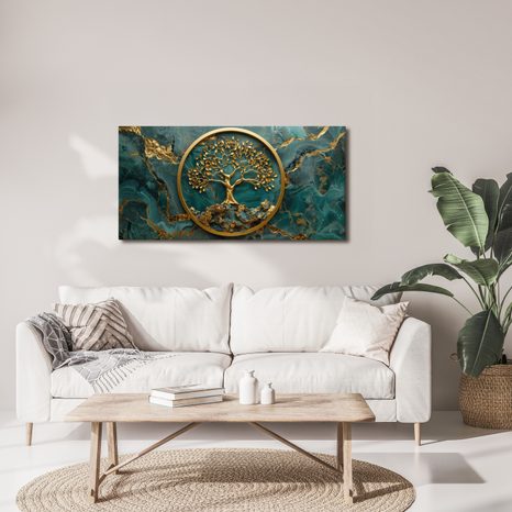 SLIKA ZLATNO STABLO ŽIVOTA NA SMARAGDU - SLIKE STABLA ŽIVOTA - SLIKE