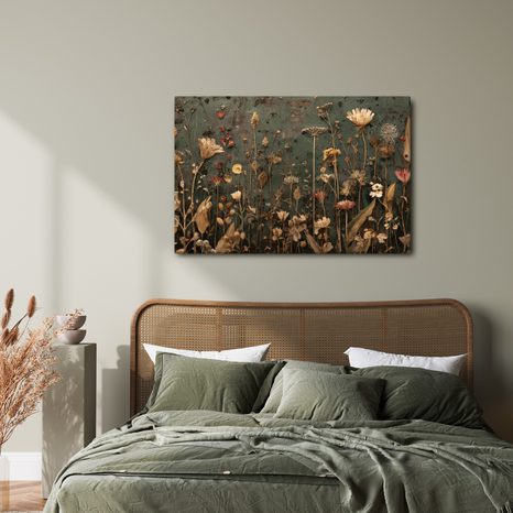 WANDBILD BLÜHENDER GARTEN AUF LEINWAND - BILDER BLUMEN - BILDER