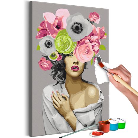 PICTURE PAINTING BY NUMBERS WOMAN WITH FLOWERS