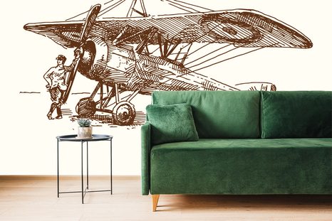 CARTA DA PARATI – AEREO RETRÒ - CARTA DA PARATI VINTAGE A RETRO - CARTA DA PARATI