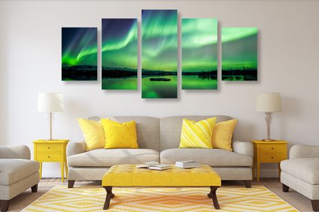 TABLOU 5-PIESE AURORA POLARĂ - TABLOURI STELE ȘI COSMOS - TABLOURI