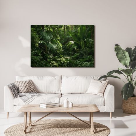 TABLEAU SUR TOILE – JUNGLE TROPICALE VERDOYANTE - TABLEAUX ARBRES ET FEUILLES - TABLEAUX