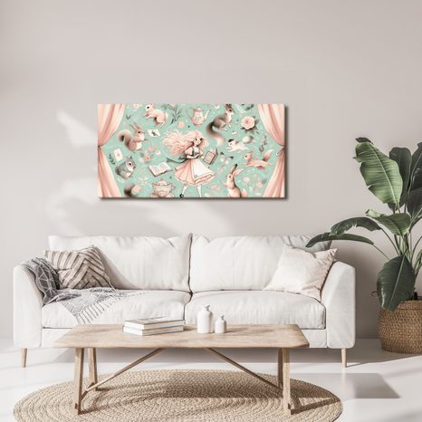 OBRAZ DÍVKA V ŘÍŠI ZVÍŘÁTEK - DĚTSKÉ OBRAZY ZVÍŘÁTKA - OBRAZY