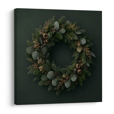 CANVASTAVLA GRÖN NATURLIG ADVENTSKRANS - JUL- OCH VINTERTAVLOR - TAVLOR
