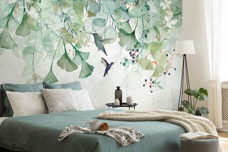 TAPETA ZELENI LISTI S KOLIBRIJI - TAPETE - 🔥 TOTALNA ODPRODAJA