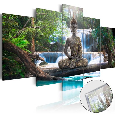 PICTURE ON ACRYLIC GLASS WATERFALL AND BUDDHA
