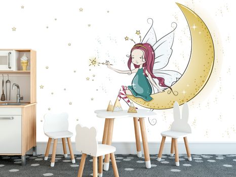 SAMOLEPÍCÍ TAPETA KOUZELNÁ VÍLA NA MĚSÍCI - SAMOLEPÍCÍ TAPETY - TAPETY