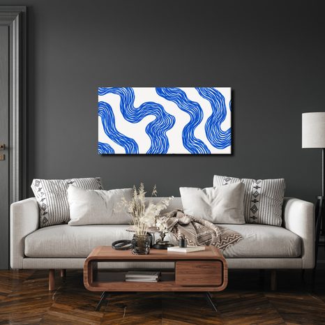 TABLEAU SUR TOILE – ONDULATIONS BLEUES DYNAMIQUES - IMAGES FORMES ABSTRAITES - TABLEAUX