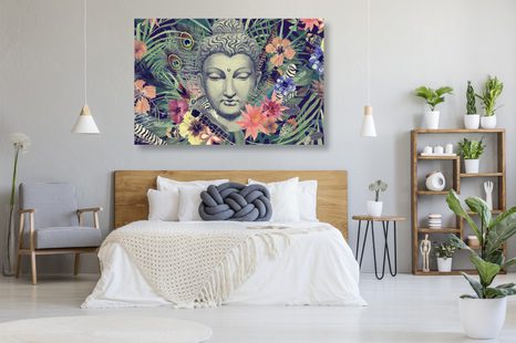 OBRAZ BUDHA NA EXOTICKÉM POZADÍ - OBRAZY FENG SHUI - OBRAZY