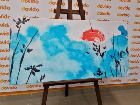 OBRAZ JAPONSKÁ MODRÁ OBLOHA A ČERVENÉ SLUNCE - OBRAZY PŘÍRODY A KRAJINY - OBRAZY