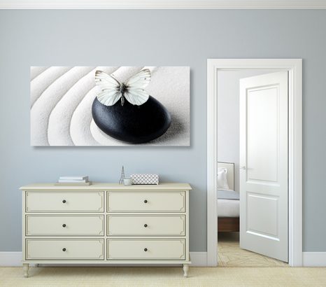 OBRAZ ZEN KÁMEN S MOTÝLEM - OBRAZY FENG SHUI - OBRAZY