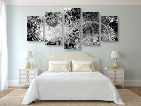 КАРТИНИ ОТ 5 ЧАСТИ – ЧЕРНО-БЯЛО АБСТРАКТНО ИЗКУСТВО - ЧЕРНО-БЕЛИ КАРТИНИ - КАРТИНИ