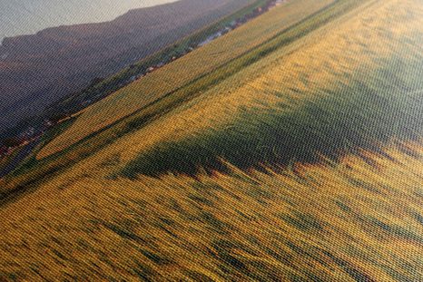 CANVAS PRINT SUNSET OVER A WHEAT FIELD - PICTURES OF NATURE AND LANDSCAPE - PICTURES