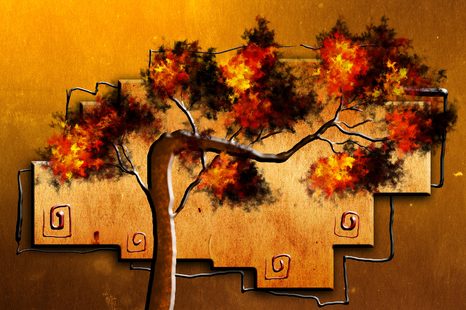 WANDBILD AFRIKANISCHER BAUM IM ETHNISCHEN STIL - BILDER BÄUME DES LEBENS - BILDER