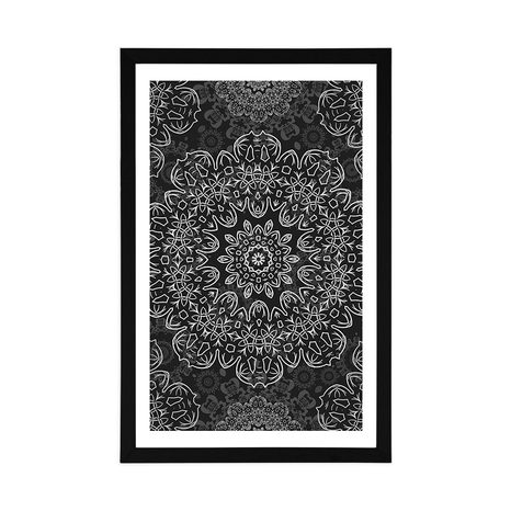 AFFICHE – MANDALA AVEC MOTIF ABSTRAIT EN NOIR ET BLANC - NOIR ET BLANC - AFFICHES