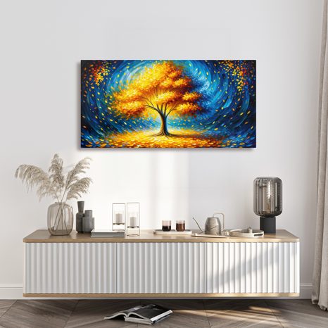 OBRAZ PODZIMNÍ STROM ŽIVOTA V MODŘI - OBRAZY STROMY ŽIVOTA - OBRAZY
