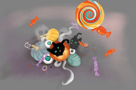 SAMOLEPÍCÍ TAPETA HALLOWEENSKÉ SLADKOSTI - SAMOLEPÍCÍ TAPETY - TAPETY